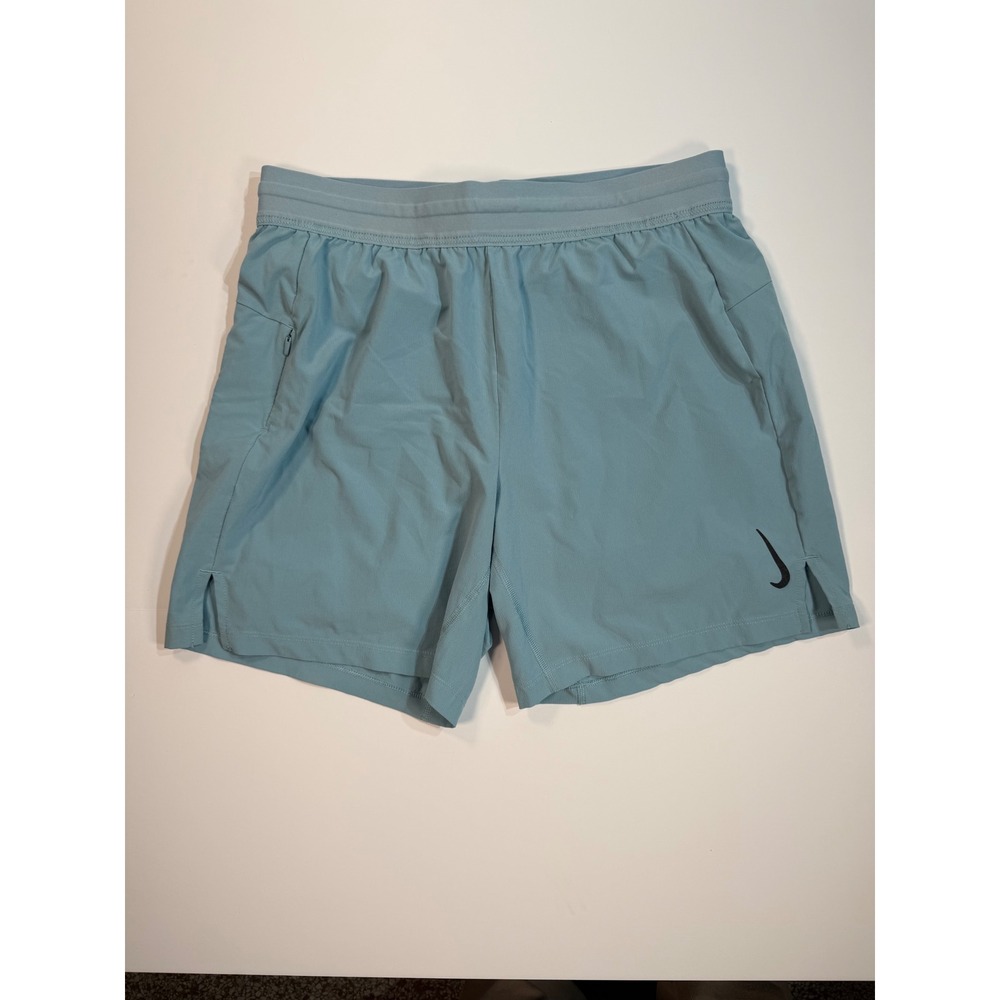 Nike Yoga Dri-FIT Shorts Blue Gray Athletic Training CZ1493-452 Womens Medium